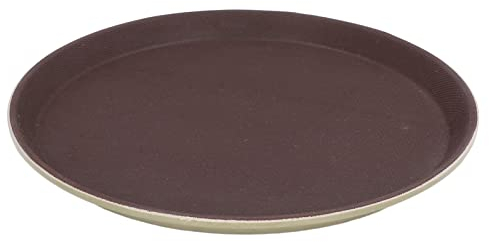 BuyWeek Plateau de Service, Plateau Repas Rond Antidérapant Résistant à la Chaleur des Boissons Plat de Service pour Restaurant Bar Marron(40cm)