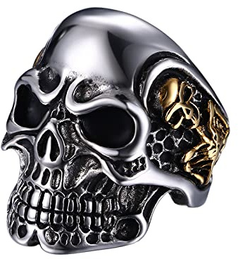 OIDEA Herrn - Damen Ringe Schädel-Persönlichkeit Edelstahl Diamantbesetzt Skull Punk Rock Stil Rot Weiß 54 (17.2) ~ 70 (22.3)
