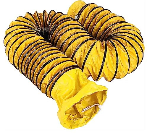 12IN Ducting Hose PVC 16FT Flexible Duct Hosing with Adjustable Rope S Hook & Steel Support for Utility Blower Exhaust Fan (12''x16ft)