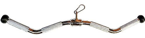 qibylift Attache de câble d'haltère pour machines à câble, barre de traction latte, barre de traction pour triceps, barre de traction droite tournante avec poignées rotatives et en caoutchouc
