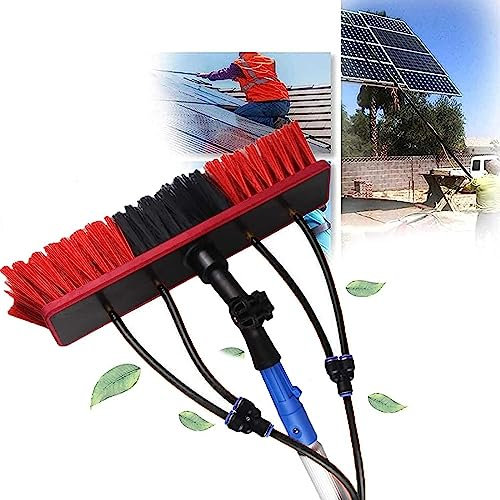 BDXZJ Wassergespeiste Teleskopbürste, Solarpanel-Reinigungsgerät, Wassergespeiste Teleskopstange Fensterreinigung, Ausziehbarer Reiniger für Wintergartendächer 8m