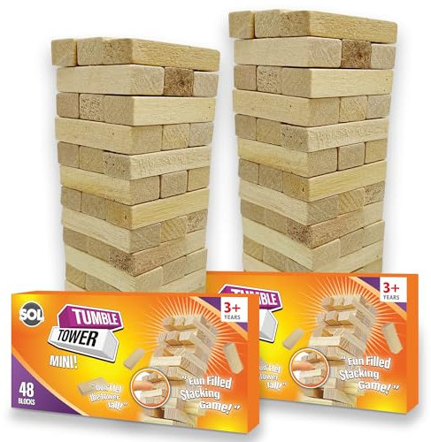 Lot de 96 mini tours de culbute, blocs empilables en bois, divertissement amusant pour enfants et adultes, tour de culbute, jeux classiques d'intérieur et d'extérieur pour la famille, jeux de voyage