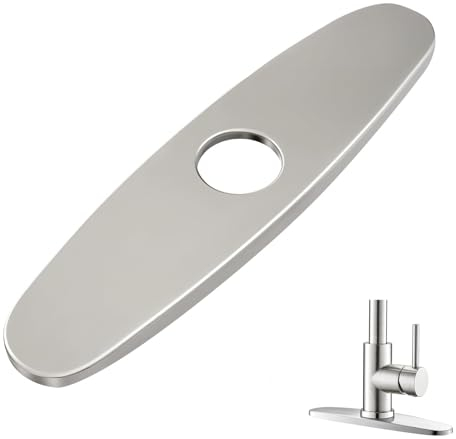 Tap Hole Cover,Escutcheon Plate for Bathroom or Kitchen Sink Tap Single Hole Mixer Taps,10 Inch Stainless Steel Faucet Deck Plate (Brushed Nickel)