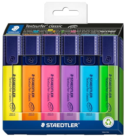 STAEDTLER 364 C6 Textsurfer Classic Highlighter - Assorted Colours (Card Pack of 6)