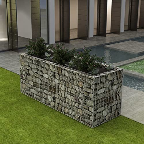 Chaduof Gabionen-Hochbeet, Palettenrahmen, Hochteich, Gemüsebeet, Kräuterregal Balkon, Blumenbeet, Kräuterspirale, Tomatenbeet, Pflanzhochbeet, Stahl 270×90×100 cm
