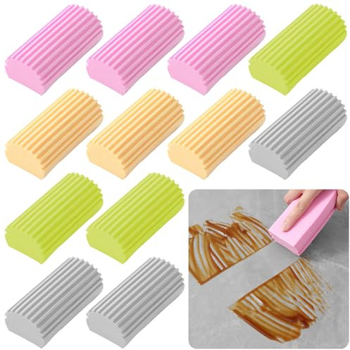 YOUNGSAY 12 Stück Staubschwamm, Wiederverwendbar Damp Duster, PVA Super Saugfähig Staub Schwamm, Geeignet für Haushalt oder Auto Reinigung (4 Farben)