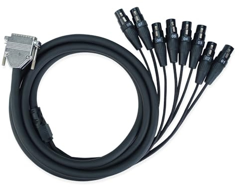 keepdrum sna55-8 D-SUB - Cable multinúcleo DB-25 a 8 conectores XLR hembra de 3 m
