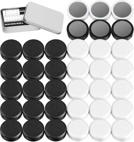 Wukong 36 Stück Circle Magnete für Whiteboard, Weiß + Schwarz Fridge Magnete für Magnettafel, Schule, Seminare, Kühlschrankmagnet Schließfächer und Foto Ø 20 mm, 8mm Dicke