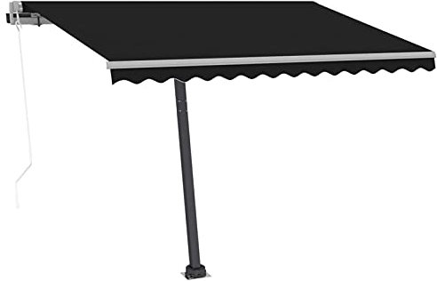 Gecheer Tenda da Sole,Automatica,Autoportante,con LED,Sensore Vinto,Palo Antracite Girevole,350x250 cm,Antracite,Tenda da Sole Autoportante,Tenda da Sole con Sensore Vinto,Tenda da Sole Esterno,Patio