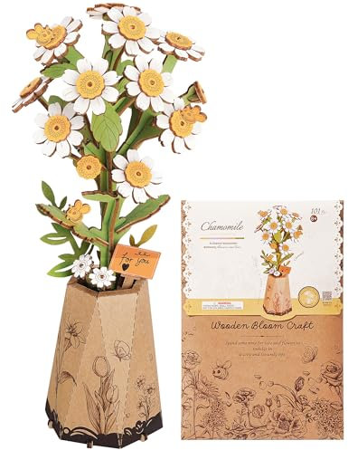 ROBOTIME Fleurs Puzzle 3D Bois, Maquette en Bois a Construire, Construction Adulte, Cadeaux Anniversaire Femmes pour la Saint-Valentin & Décoration d'intérieur, TW061