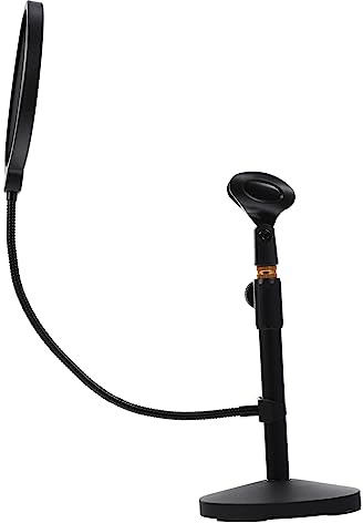 Hoement 1set Supporto Microfono Regolabile Con Base Stabile e Filtro Antipop Per Streaming e Registrazioni Asta Per Microfono Da Tavolo Professionale Telescopica Design Pratico Per Studio