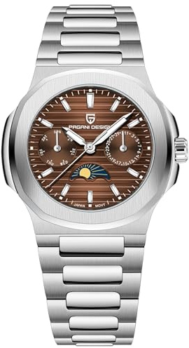 TYBERLEY Lusso Donna Orologio al quarzo Cronografo Multifunzionale Fasi Lunari Movimento VX3H Completo Acciaio Inox Impermeabile Luminoso Elegante Donna Sport Orologio da Polso