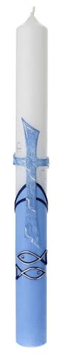 Holyart Cero battesimale Azzurro Croce Rilievo 400x40 mm