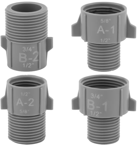 4uds Conectores de Conversión de Tuberías de 1/2, 5/8 y 3/4, Convertidor de Tuberías de Agua NPT de 1/2 a NPT de 5/8, NPT de 1/2 a NPT de 3/4 Adaptador de Manguera Macho a Hembra