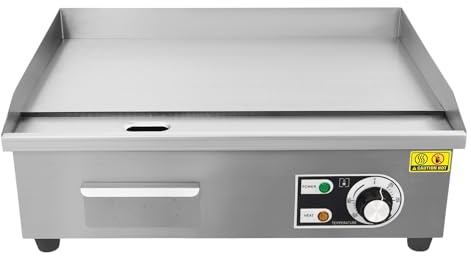 Donened - Kommerziell Elektrogrill, Grillplatte Elektrisch Gastro, Profi Elektrische Grillplatte, Bratplatte Temperaturbereich 50-300° C, Edelstahl Gastrobräter 55 x 43 x 24cm (Stil A)