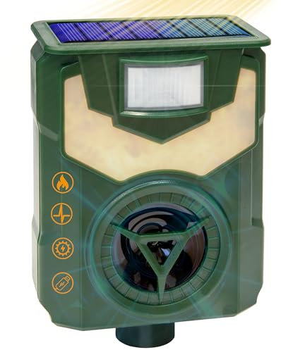 Scacciatore ad ultrasuoni esterno repellente gatti uccelli cani cinghiali animali giardino pianta antigoccia sensore movimento impermeabile ricarica solare USB protezione animale domestico controllo