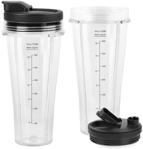 SWAWIS Lote de 2 Vasos de Reemplazo para Licuadora 24oz (710ml) Compatible con Ninja CB350EU BN800EU BN750EU BN650EU BN495EU CB100EU Accesorios de Recambio para Vaso