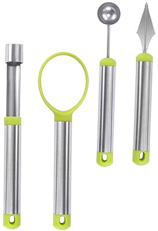 Alipis 4Pezzi Scavatori Frutta Acciaio Inossidabile Strumenti Intagliatori per Frutta Design Ergonomico e Resistente Corrosione e Ristoranti