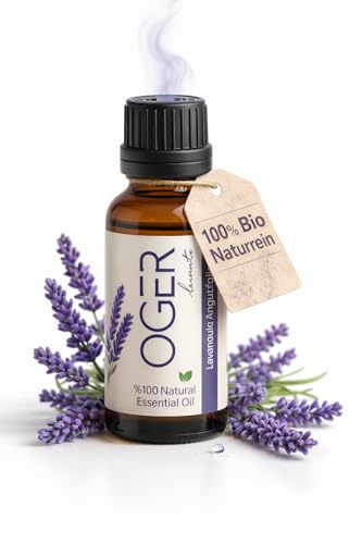 OGER Lavendelöl [100% NATURREIN] Lavandula Angustifolia - Ätherisches Öl Bio - Duftöl Lavendel für Aromatherapie 20 ml (1 Stück)