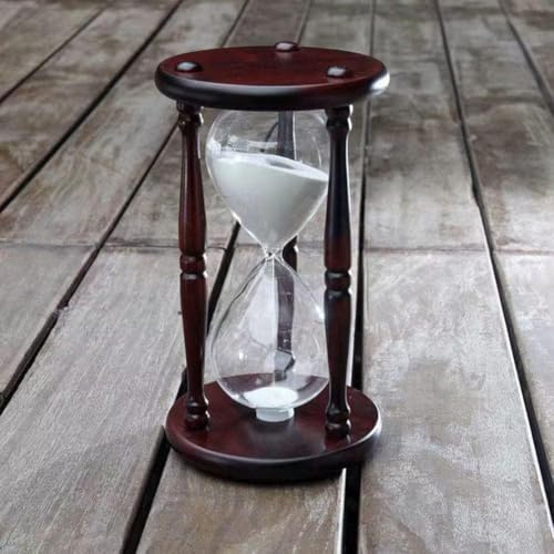Timer A Clessidra 60 Minuti Timer A Sabbia A Clessidra in Legno Utilizzato per L'arredamento A Clessidra per L'aula da Tavolo da Letto da Ufficio, White Sand