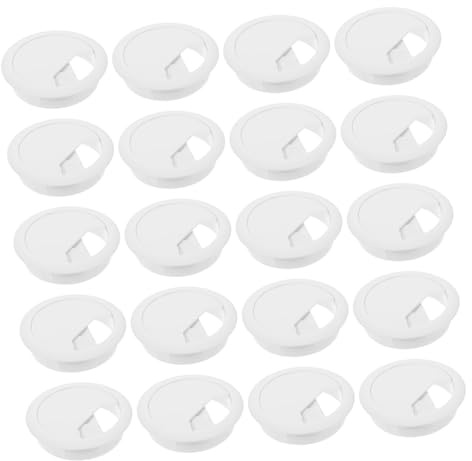 Passacavo per Scrivania Bianco in Abs, 20 Pezzi, 60 Mm | Gestione Ordinata dei Cavi, Protezione Dall’acqua, Installazione Semplice, Uso per Ufficio e Casa