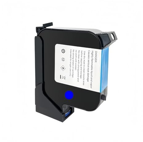 UDXZAIJQ Cartouche d'encre Noire à solvant for imprimante à Jet d'encre Portable 25,4 mm, 65 ML, à séchage Rapide, for imprimantes Non cryptées(25.4mm Blue Ink)