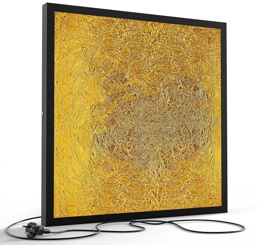DEQORI LED-Wandbild Relief in Goldoptik | Größe 60x60 cm | moderne Decken- & Wandleuchte mit hochwertigem Motivdruck auf PVC – stilvoll für Büro, Flur & Wohnräume – Farbe: Schwarz