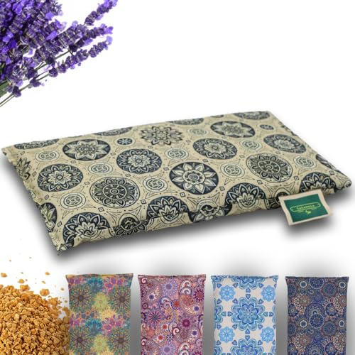 Saco Semillas Microondas - 28x15cm Semillas y Lavanda, 100% Algodón - Saco de Semillas para Microondas - Bolsa térmica Calor y Frío - Estampado Mandala (Mandala Ébano)