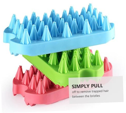 ifundom Pet Grooming Tool with Gentle Massage Function Silicone Blue Rubber Comb and Skin-friendly Design, for Hair Removal for Dogs and Cats and Comfortable Bath Time