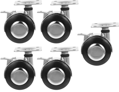 Alipis Lot de 5 Roulettes de Chaise de Bureau Universelles 38 Mm Frein Plat, Roues Pivotantes en Nylon Résistantes pour Meubles et Chaises, Adaptées Sols Durs et Moquettes, Usage Bureau