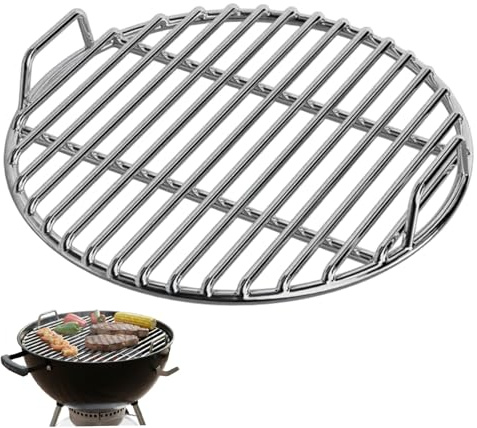 Nuiorfty Edelstahl-Grillrost 35 6 cm Durchmesser robuster Grillrost-Ersatz mit Griffen zum Grillen Räuchern Braten