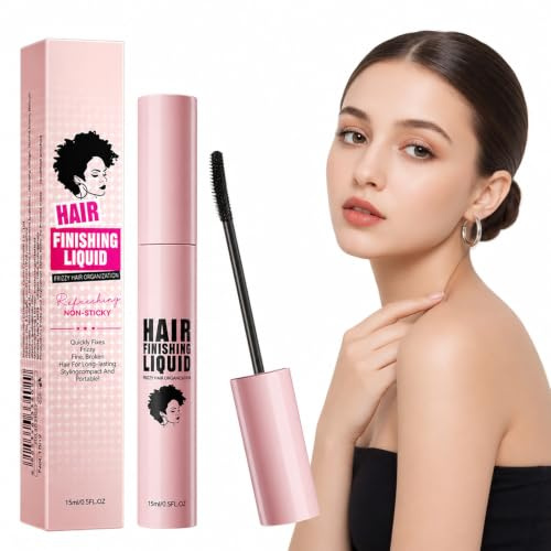 Slick Back Hair Finishing Stick 15ml Flyaway Tamer - Non-Greasy Lightweight Formula For Smooth Styling & Frizz Control With Mascara Wand Applicator, Portable Brush For Hairs & Edges, Long Lasting (A)