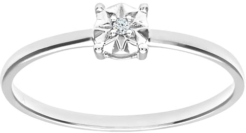 Bague Solitaire Femme - Or blanc (9 cts) 0.8 Gr - Diamant 0.01 Cts - T 56.5 - PR09510W(P)