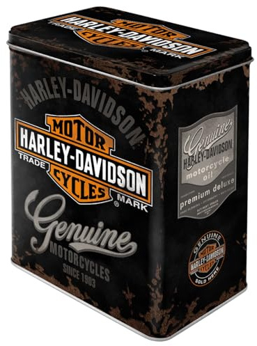 Nostalgic-Art Retro Vorratsdose L, Harley-Davidson – Genuine Logo – Geschenk-Idee für Motorrad-Fans, Große Kaffee-Dose aus Blech, Vintage-Design, 3 l