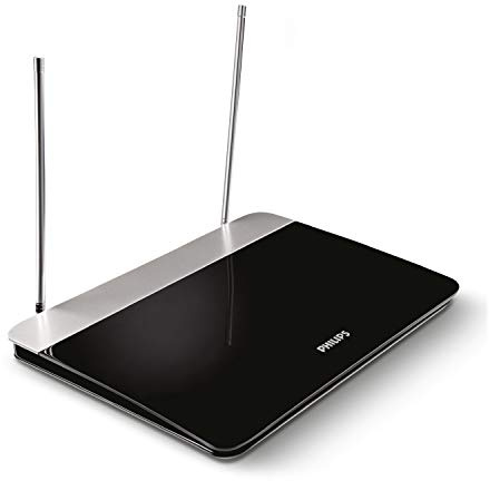 Philips SDV6227/12 Digital Indoor DVB-T Antenne (47dB, HDTV/UHF/VHF/UKW) schwarz/Silber