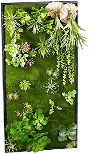 Carlo Milano Wandbilder: Vertikaler Wandgarten Klaus mit Deko-Pflanzen, 50x100 cm (Pflanzbild, Pflanzenbild künstlich, Wandhalterung)