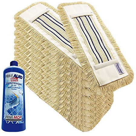 Prieser 100x Profi Wischbezug 40cm inkl.5L Reiniger – aus robuster Baumwolle und Mikrofaser – Fusselfreier Wischmopp Bezug für sehr Gute Schmutzaufnahme – langlebiger Bodenwischer Bezug