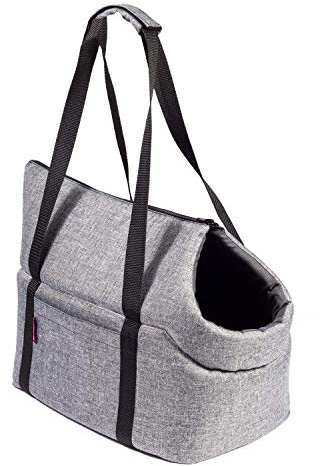 BOUTIQUE ZOO Hundetasche - Grau, M bis 10 kg - Tragetasche für kleinen und mittleren Hund, Welpen, Katze