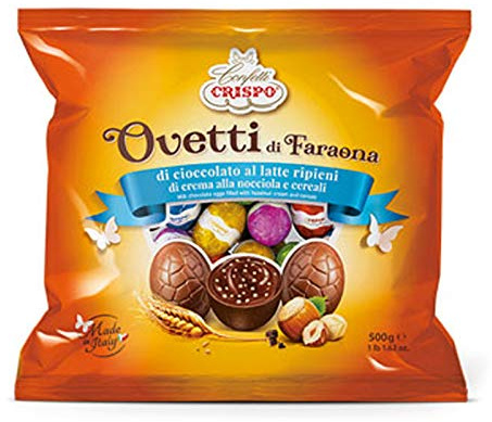 Crispo Ovetti di Faraona, Cioccolato al Latte Ripieni con Crema Nocciola e Cereali, 500g
