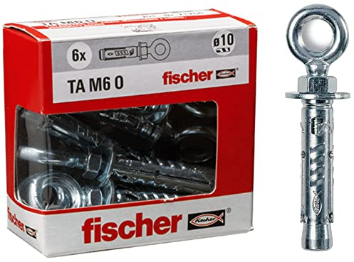 Fischer 6 Pz. Tasselli in Acciaio TA M6 con Occhiolo, Diametro 10 mm, Vite M6, Bulloni di Espansione, 71254