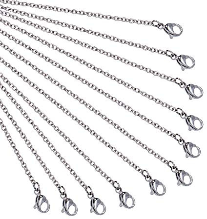 nbeads 10 Stück Kette Halskette, 50 cm Platin-Edelstahldraht Kette mit Karabinerverschluss für Anhänger, Halskette, Armband, DIY Schmuckherstellung, 50 cm