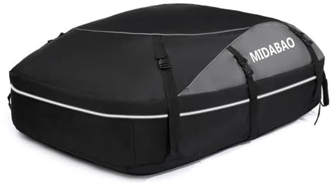MIDABAO 20 Cubic Waterproof Duty Car Roof Top Carrier-Car Cargo Roof Top Bag, Waterproof & Coated Zippers includes Anti Slip Mat with or without Racks (20 Cubic Feet)