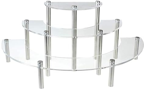 Hayagive Cupcake Stands, bluesees 3-Tiers Acrylic Retail Display Risers,Half Moon Shape Clear Acrylic Cupcake Dessert Display Shelf Dessert and Bakery Stand for Wedding Birthday Party Decoration