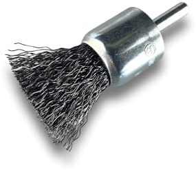 Lot de 3 brosses rotatives métalliques en bout Ø 22 mm | Forme pinceau sur tige Ø 6 mm | Fil ACIER 0,30 mm dur | Pour perceuse ou visseuse à mandrin | Brossage et décapage | Kibros 20AT22bx3