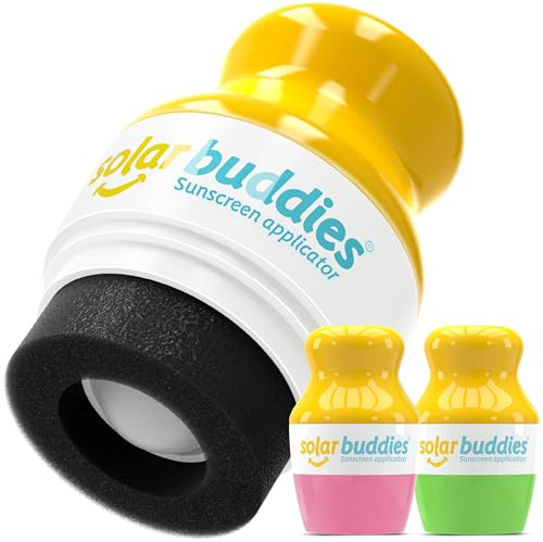 Solar Buddies Refillable Roll On Sponge Applicator For Kids, Adults, Families, Travel Size Holds 100ml Travel Friendly for Sunscreen, Suncream and Lotions