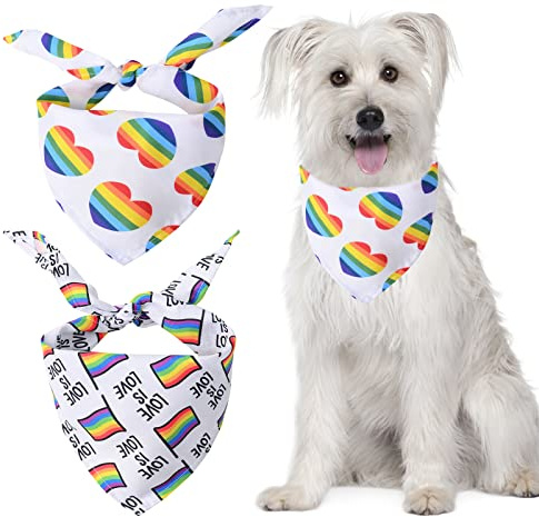 HACRAHO Pride Day Hundebandana, 2 Packungen Rainbow Dog Bandanas Dog Triangle Schals für Pride Day Small Medium Pet Cat Dogs Costume Accessories