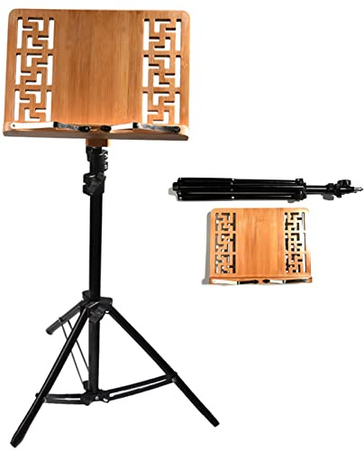 Notenständer Notenpult Hölzerner Notenständer Für Violine/Schlagzeug – Geschenk Für Gitarristen, Desktop/Stehender Klappbarer Instrumenten-Bücher-Aufbewahrungshalter, Stativ, 70–160 Cm Verstellbar