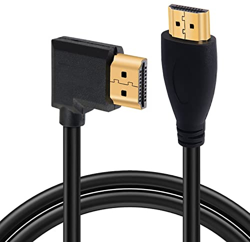 GELRHONR Cavo HDTV4K 1.4, cavo HDTV angolato maschio a maschio 4K a 30Hz, connettore placcato oro, supporto ARC, 3D, Ethernet, per TV HD, Lactop, PC, proiettore nero (1 m/3,2 ft)