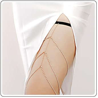 Aneneiceera Catena per Gambe con Ciondolo in Cristallo a Strati Oro Sexy Cattura Trapano Nappa Bikini Catena per Gambe Imbracatura da Spiaggia Strass Bohemian Wild Body Catena Coscia Fascia Elastica