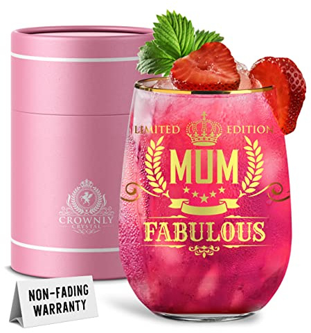 CROWNLY CRYSTAL® Gifts for Mum Personalised Glass Birthday Gift Mothers Day Presents from Daughter or Son Gifts for Mummy Popular Gift for Her